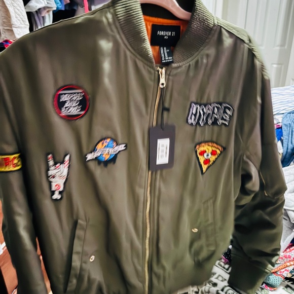Forever 21 Mens Youth Revival Bomber Jacket With Patches Size Xs - Picture 5 of 5